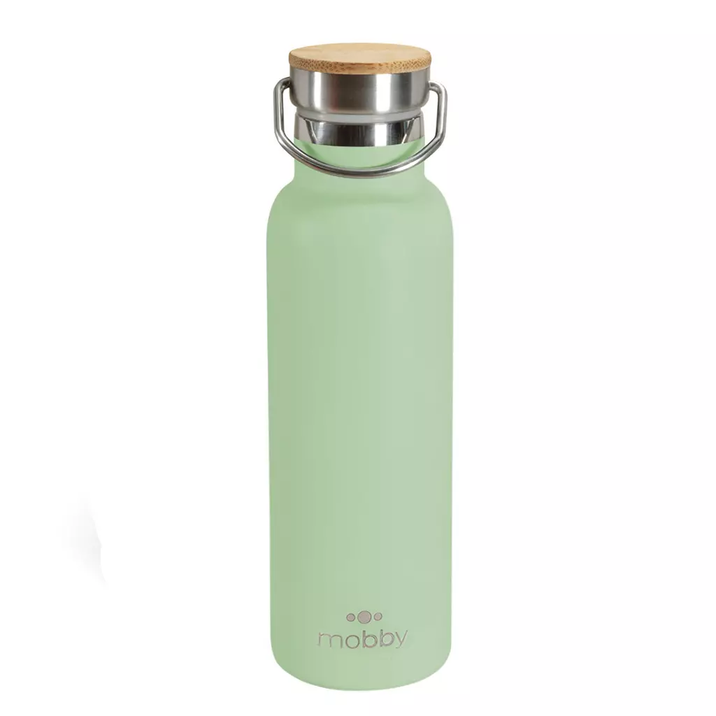 COD:333000344 - BOTELLA A.INOX 450ML D/PARED VER TAPA BAMBOO MOBBY