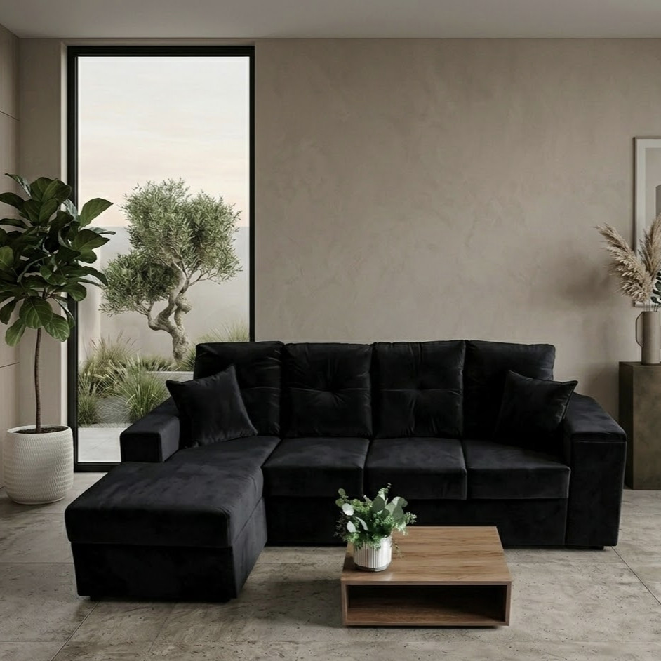 COD:8566 - SOFA NOVELMAX VICTORIA 3L MAS CHAISE NEG